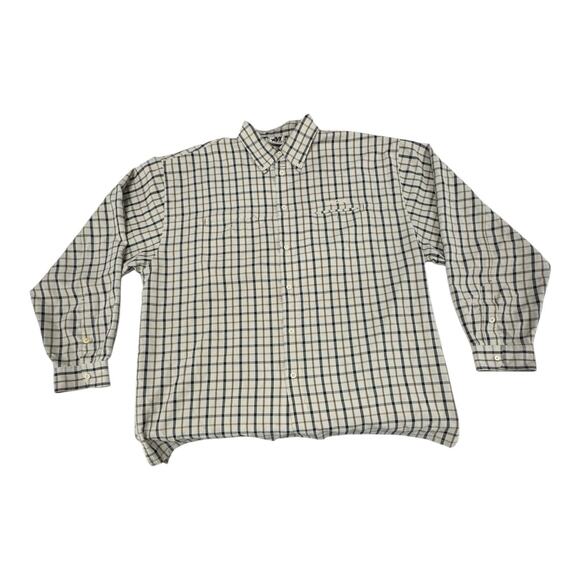 Vintage Y2K Mecca Men's Polyester Rayon 2XL Tan Plaid Long-Sleeve Streetwear - Picture 1 of 11